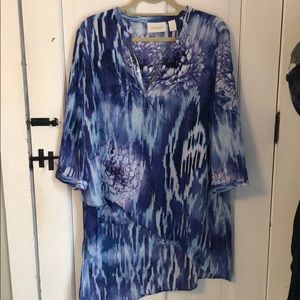 Blue Floral Asymmetric Chico’s Tunic